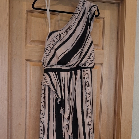 BCBGeneration Black and Cream One Shoulder Dress - Picture 6 of 7